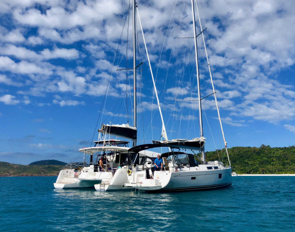 Two boats sailing at the sea