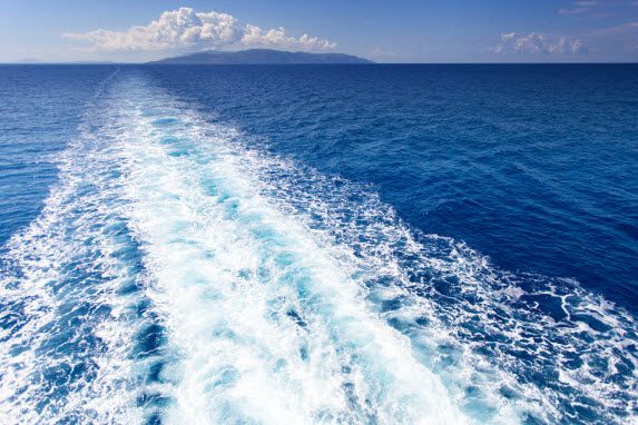 Water splashing of a boat in the sea